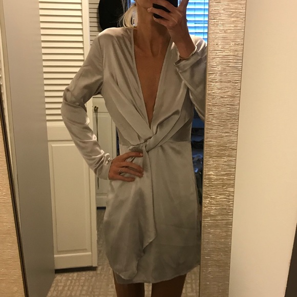 NWT Silver silky wrap dress - Picture 4 of 5